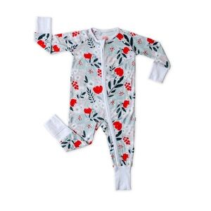 Little Sleepies Winter Floral Bamboo Zippy 3-6 months pajamas pjs